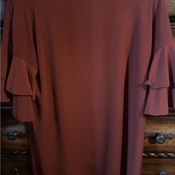 Rust Ruffle Sleeve Top, Zenana - Picture 5 of 6